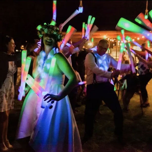 A wedding or event with our DJand our led party sticks upgrade.